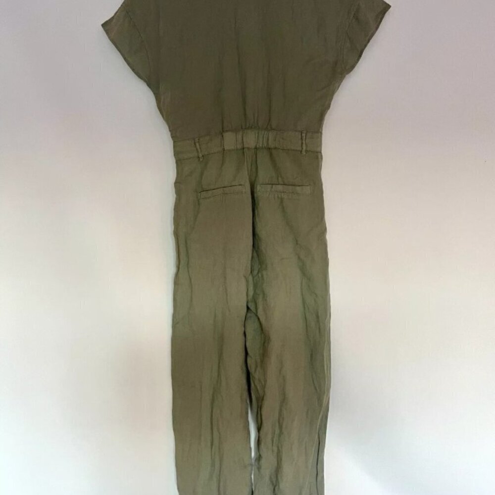 ZARA Green Khaki Linen Blend Short Sleeve Jumpsuit  SIZE S 8200/708/506 - Picture 9 of 9